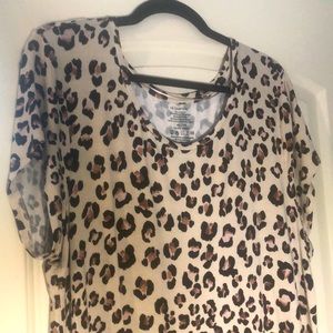 LeChateau Animal Print Cap Sleeve T-Shirt